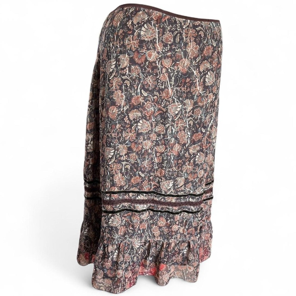 Isabelle Bird Brown Floral Paisley Maxi Skirt Boho Cottagecore Fairycore Size 12
